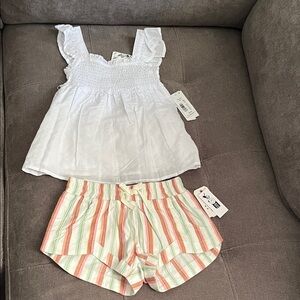 Chelsea & Violet White Top and Striped Shorts Set